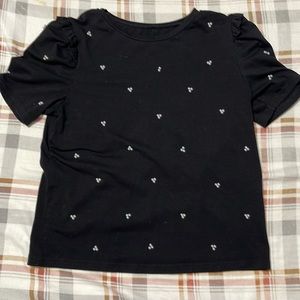 Black short sleeve shirt with pearls